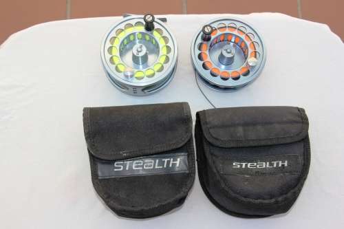 Stealth Blue Water Fly Fishing Reel + Spare Spool. Includes Backing & Fly Lines