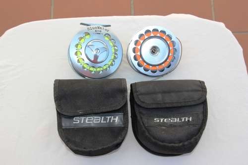 Stealth Blue Water Fly Fishing Reel + Spare Spool. Includes Backing & Fly Lines