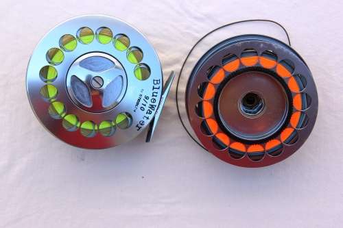 Stealth Blue Water Fly Fishing Reel + Spare Spool. Includes Backing & Fly Lines