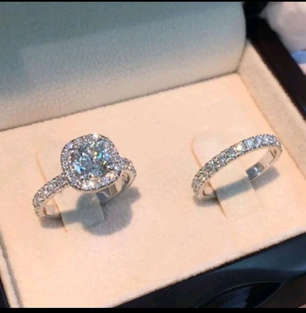 2pcs/set Glamorous Zinc Alloy Rhinestone Square Decor Wedding Band For Women For Wedding Party