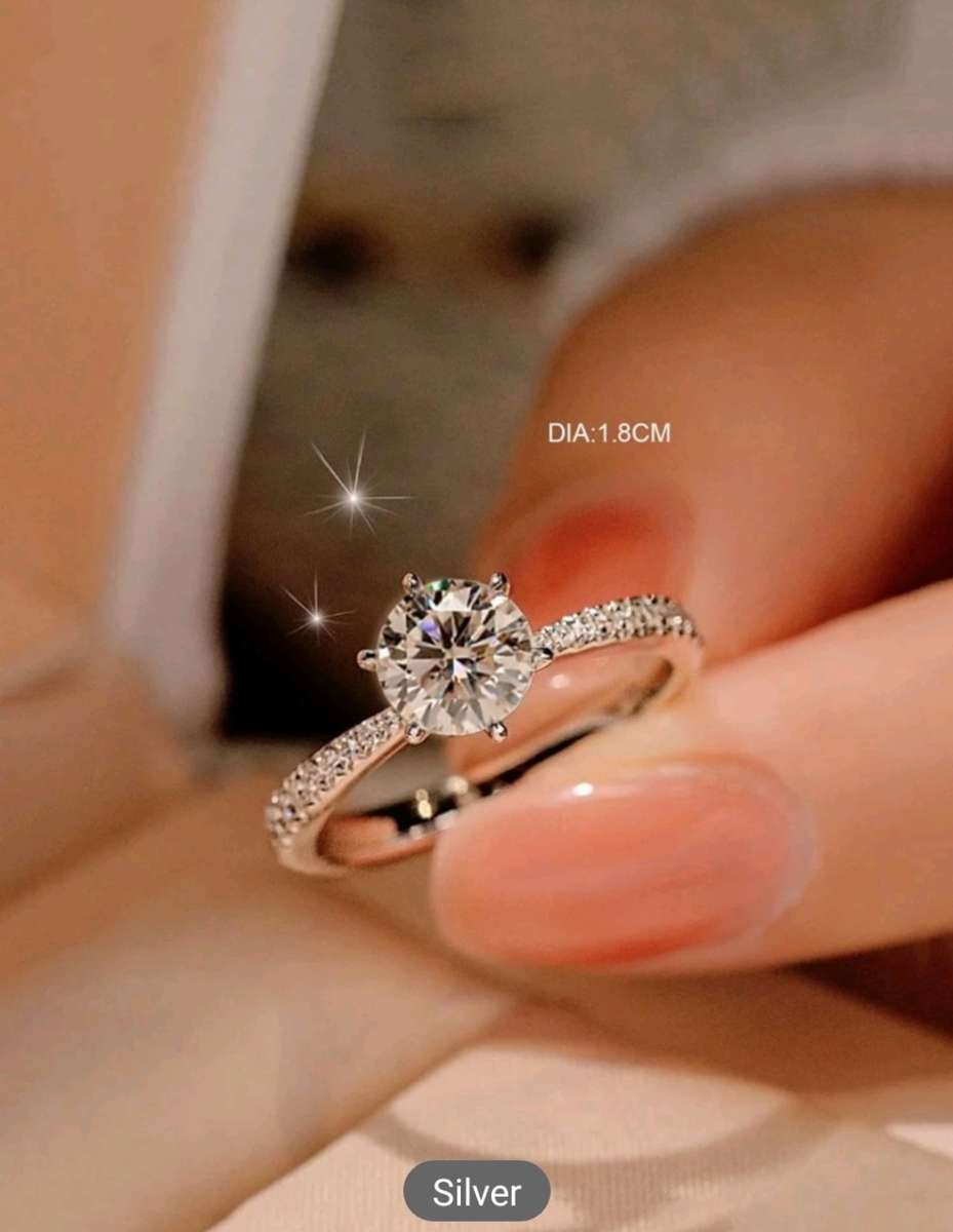 Silver Cubic Zirconia Engagement Ring
