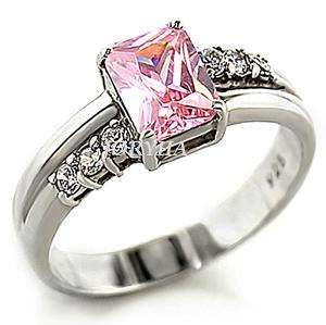 GORGEOUS Rhodium Plated Pink Cubic Zirconia Ring - SIZE 7