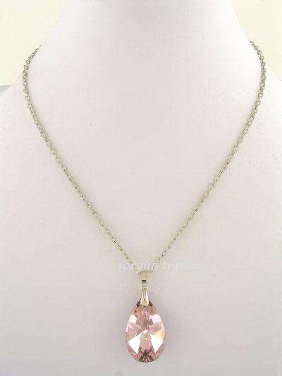 NEW ARRIVAL- PINK FACETED GLASS CRYSTAL PENDANT NECKLACE !!!