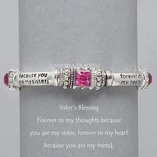 PINK CZ SISTER BLESSING INSPIRATIONAL BRACELET