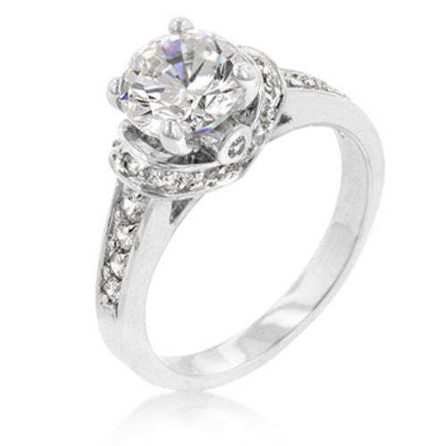Regal Style Prong Set Simulated Diamond Engagement Ring Size 7