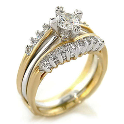 0.5 ct Simulated Diamond Triple Band Wedding Set in Size 8