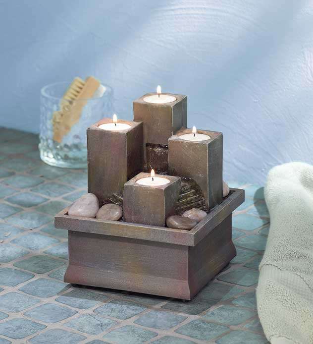 4 Pillar Tea Light Candle Tranquility Cordless Fountain