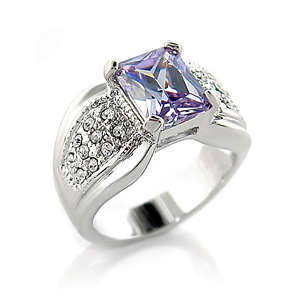 Light Amethyst Rhodium Silver Dress Ring in Size 7 & 9