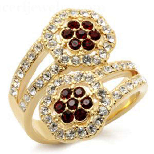 Garnet Premium Austrian Crystal Ladies Ring in size 8