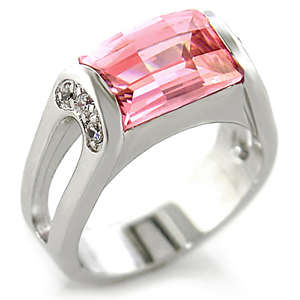 2 ct Pink Topaz Silver Ladies Ring in Size 5