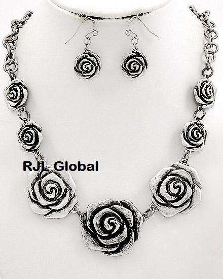 Beautiful & Stylish  - Rose Necklace Set with Earrings