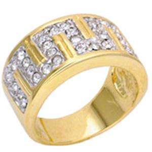 Simulated Channel Set Designer Ring in Gold finish - Size 10