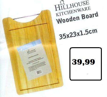 35cm Wood Cutting Board with Silver Metal Handle