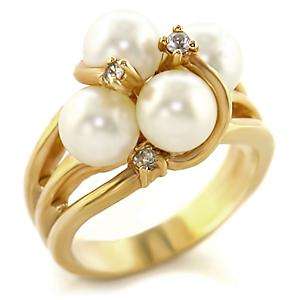with FREE HANDBAG HANGER!   5 Carat White Pearl Ring in Size 6, 7