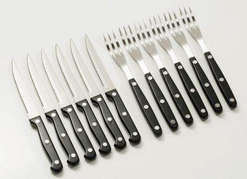Steak Knife and Fork Set - 12 Pce