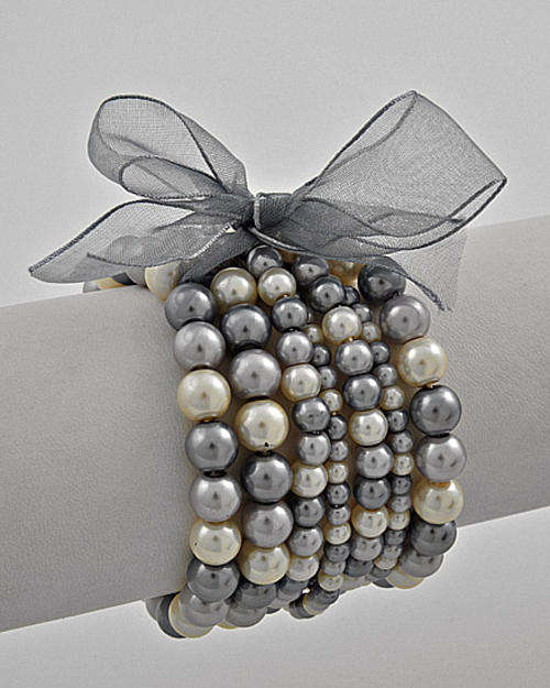 NEW ITEM - SILVER & NATURAL MULTI LAYER FASHION BRACELET