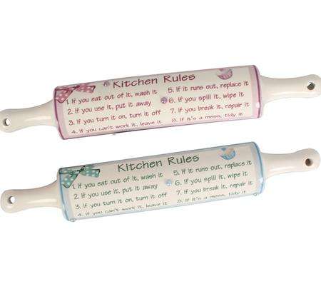 KITCHEN RULES ROLLING PIN WALL PLAQUE