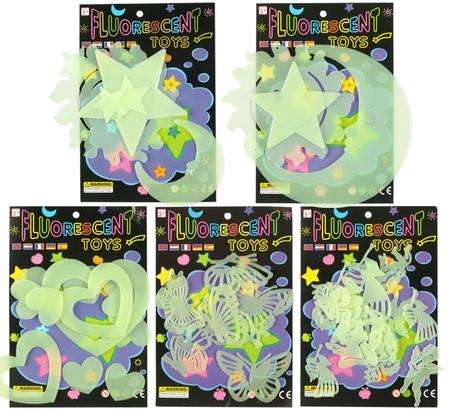Glow in the Dark Sticker Fun - 14 pieces in each pack - Assorted
