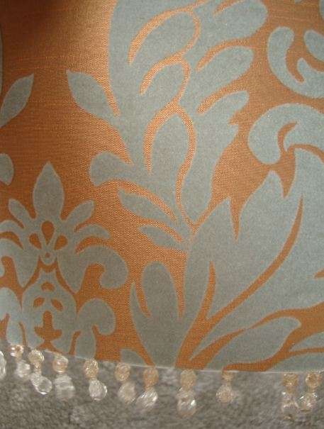 Stunning large flocked lampshade with crystal detail.