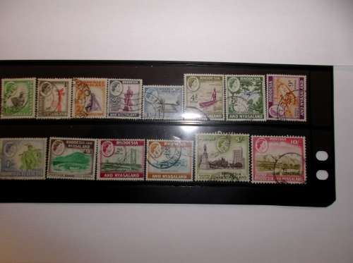 Rhodesia and Nyasaland Federation 1959 definitive. Good used short set (1 pound not included)