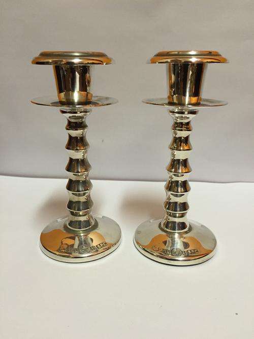 Shabbat Silver Plated Copper Candlesticks -Pair
