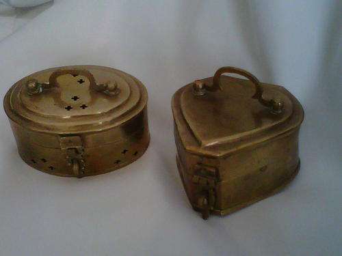2 BRASS  TRINKET BOXES