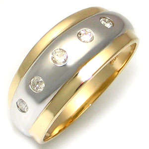 **R14,000.00** NATURAL 5 DIAMOND TWO TONE 9CT SOLID GOLD BAND RING