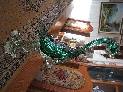 MURANO GREEN SWAN  WITH ORIGINAL LABEL