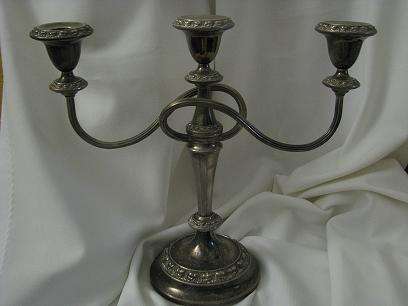 SILVER PLATED CANDELABRA MADE IN ENGLAND : 3 CANDLES