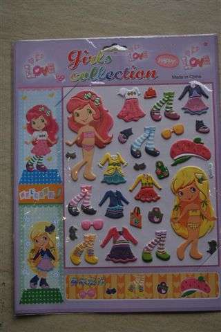 Strawberry shortcake puffy dress up stickers