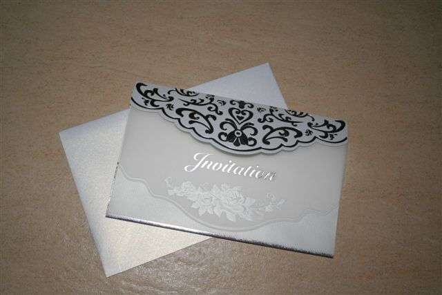 Stunning silver embossed wedding invitation with envelope, Do your own printing on the insert