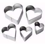 Metal heart Cutter cookie or fondant, 5 piece set