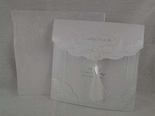Stunning embossed wedding invitation with envelope, Do your own printing, 10 per pack