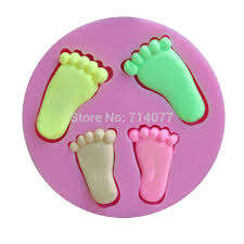 Baby shower  baby foot fondant  mould, big 5x3cm, small 4x2.5cm