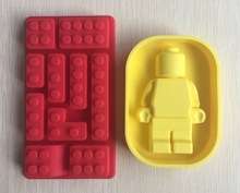 Silicone fondant Lego Man(9.5x6cm) and lego blocks, B
