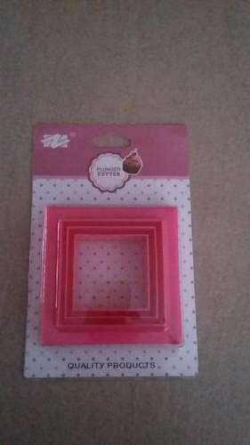 Square 2 in 1 Plastic cookie cutter, 3 piece