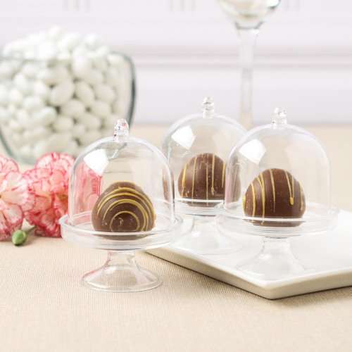7cm High Plastic Mini cake stand with dome