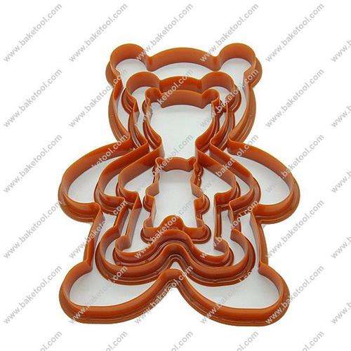 Teddy bear shape Plastic cookie cutter, 4 piece