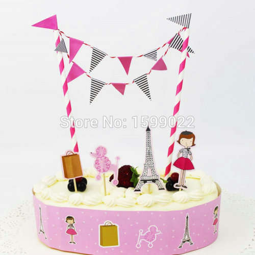 Cake topper bunting banner eiffel tower