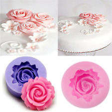 Silicone fondant mould rose, 4 per set, size of rose 2.2cm