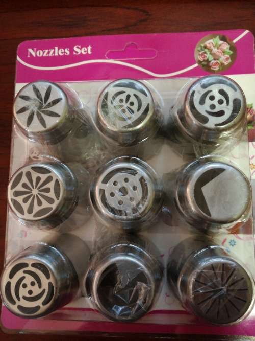 large Russian cake decorating metal nozzle 9pc set, Set C