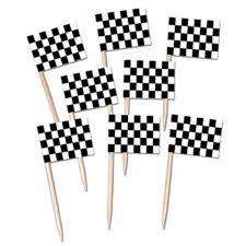 24 Cupcake toppers Racing flags toothpicks