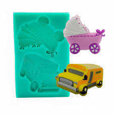 Silicone fondant mould baby pram and bus