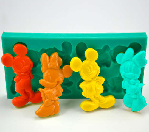 Silicone fondant mickey and minnie mouse mould, size of mould 14.5x7.5cm