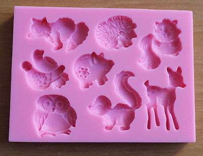 Silicone fondant  mould Forest animals,  size of moulds 8.5x6.5cm