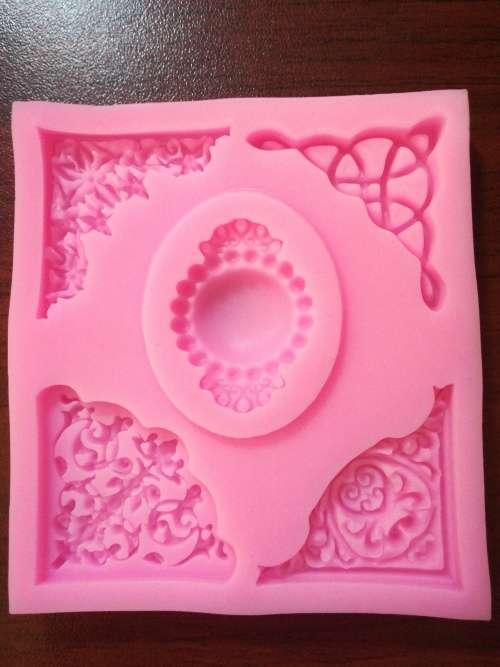 Silicone fondant mould. Frames and brooch, size of mould 7.5x8cm