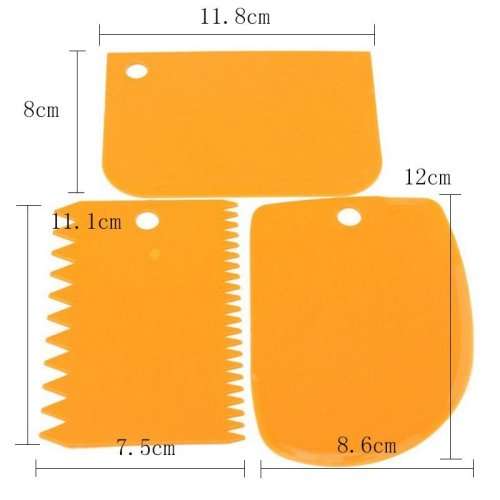 3pc cake Smoother polisher and scraper set, White