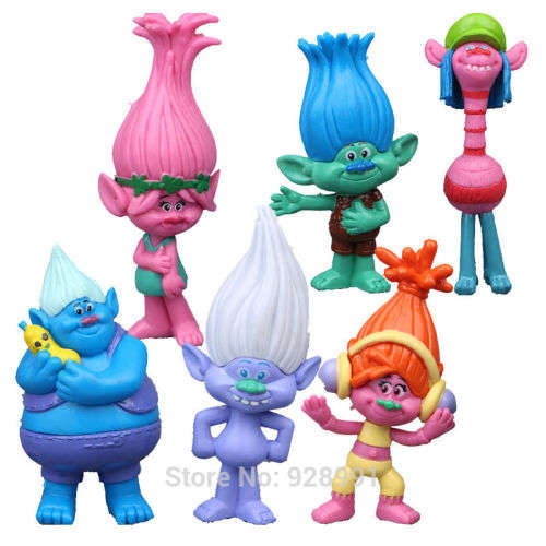 Trolls figurine set , perfect to use as cake toppers, +-9cm, no packaging