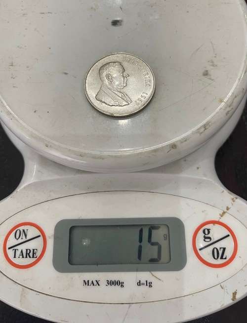 1967 South Africa (RSA) R1.00 coin (1 Rand)  - Afrikaans `Suid-Afrika`` Circulated, 15 Grams (RSA10)