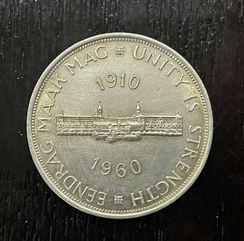 1960 Union of  South Africa - 5 Shilling Silver coin - Circulated, 29 Grams (UNI20)